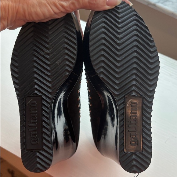 Galliano Black Studded Wedge Shoes NWOT - Picture 5 of 7